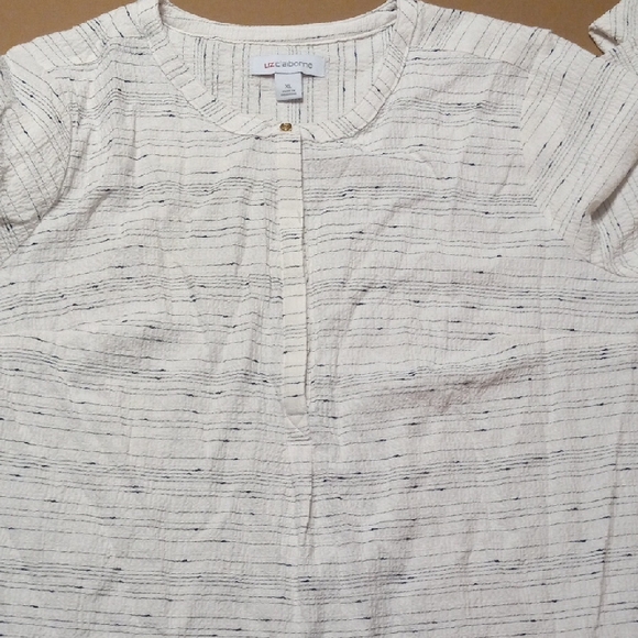 Liz Claiborne White and Navy Striped Top - Picture 5 of 5